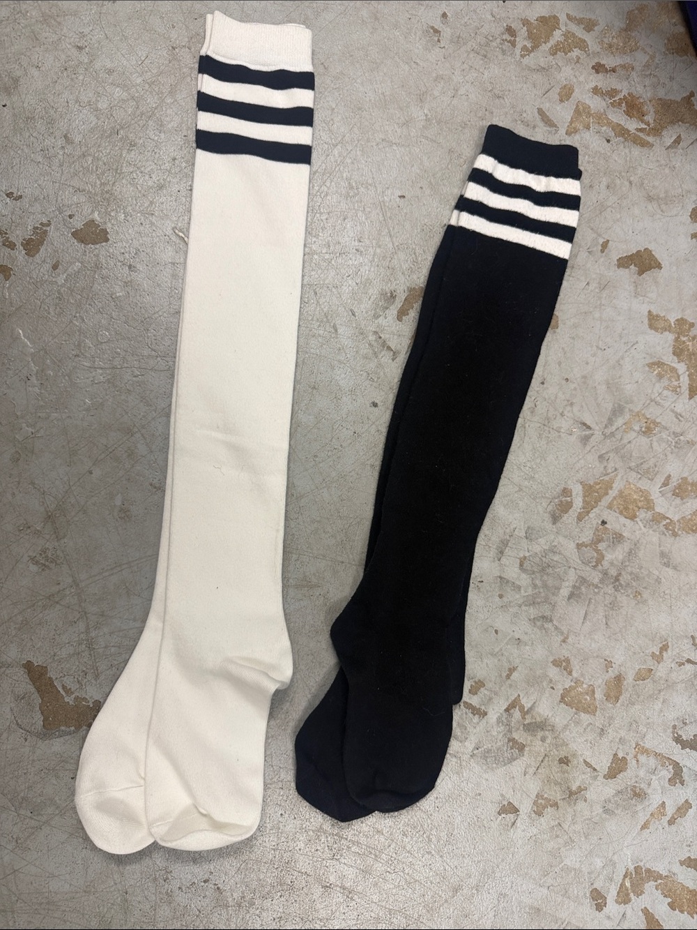 NWOT 2 Pair of Never Worn Classic Striped Over-the-Knee Socks - Black & White